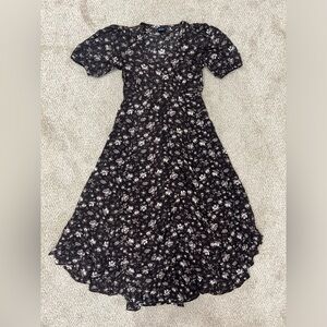 GAP Floral Button-Through Puff Sleeve Midi Dress